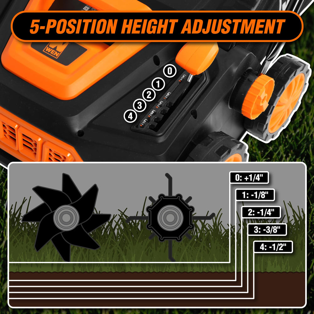 WEN DT1315 dethatcher steel tines detail removing thatch efficiently