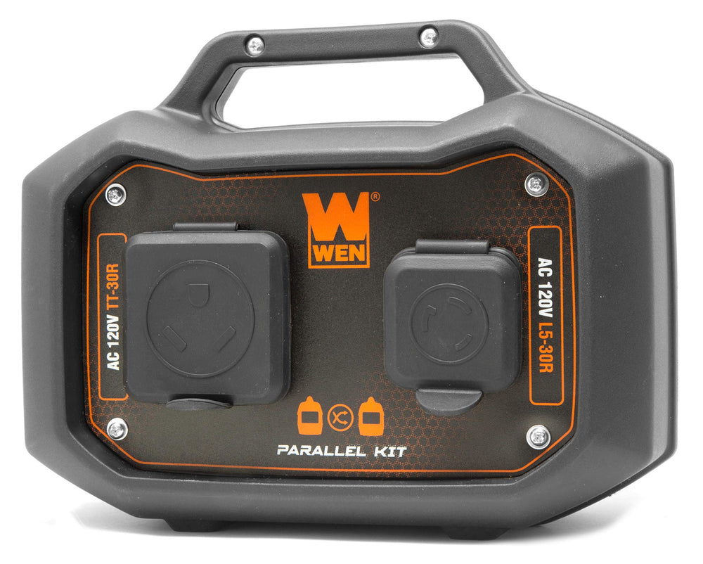 WEN parallel kit front view showing outlets and handle for quick connection benefit