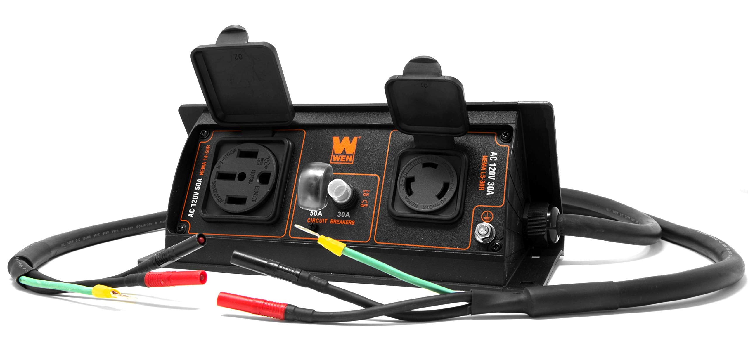 WEN parallel kit front view showing outlets and cable for safe high-power use
