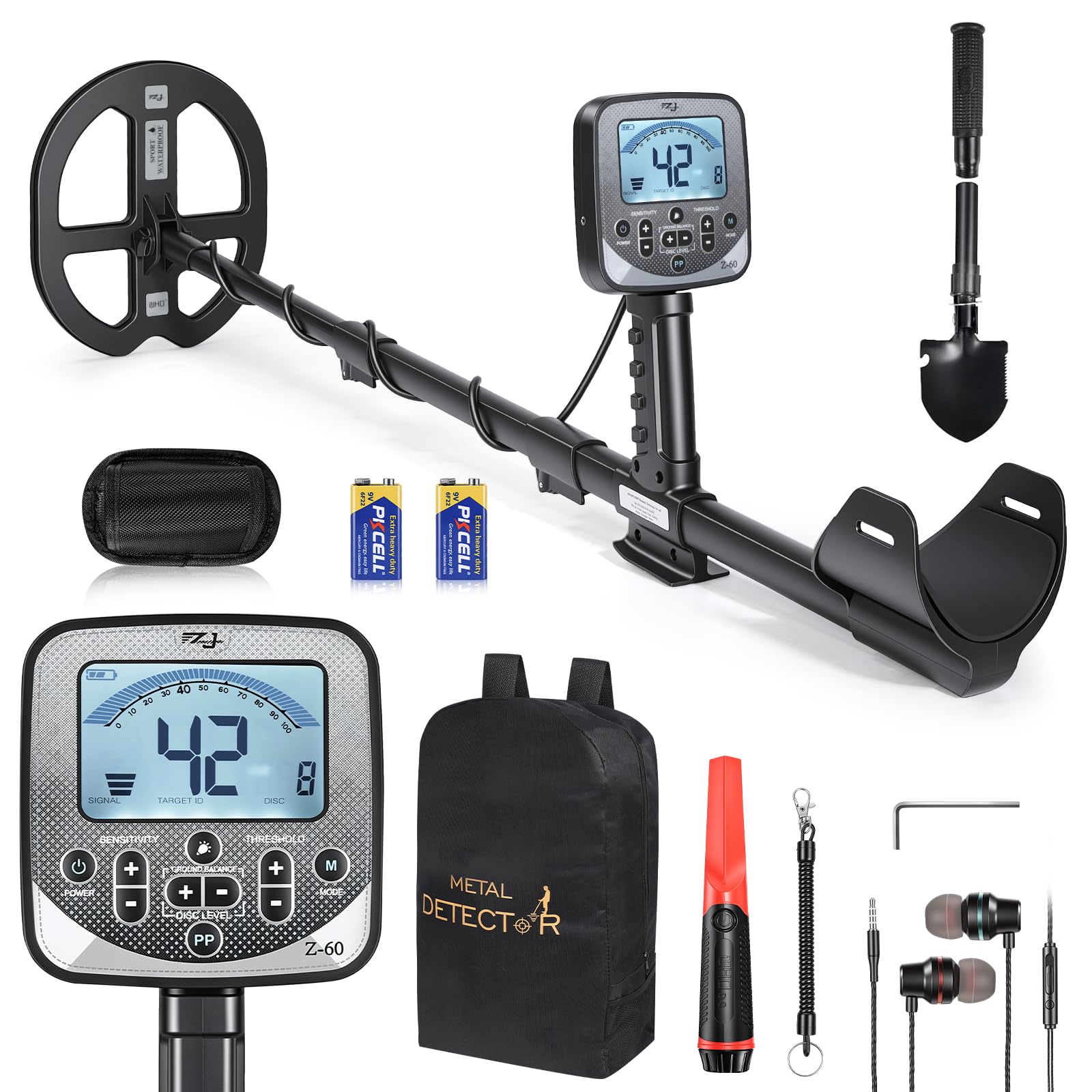 WenMia front view of detector showing complete kit and portability benefit