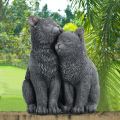 Wenqik front view of black cat couple statue showing charm and focal appeal