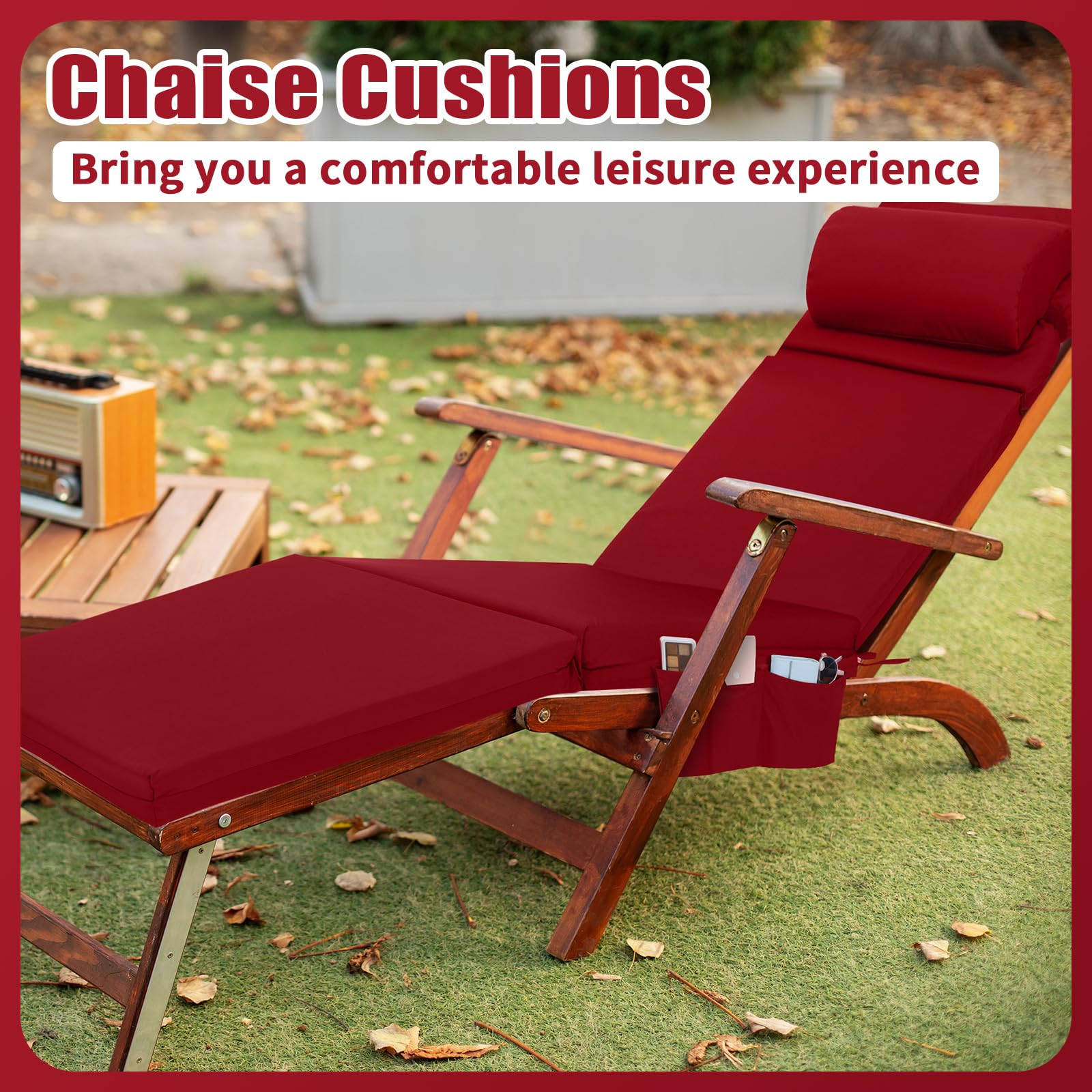 Wenqik back pocket and straps preventing cushion slip on lounger