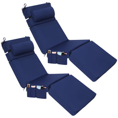 Wenqik front view of navy chaise cushion showing full-length comfort