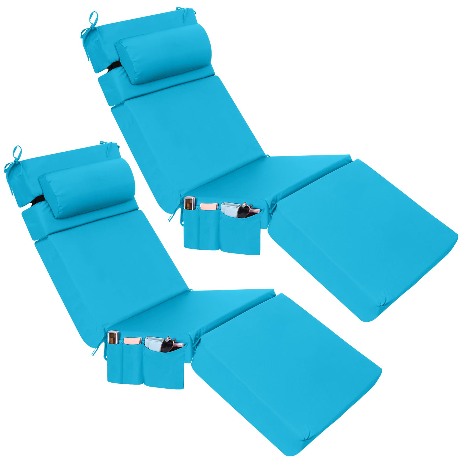 Wenqik front view of sky blue cushions showing full length and neat finish for comfortable lounging