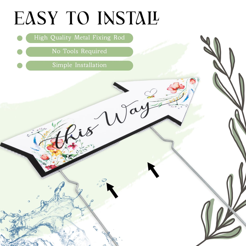 Wenqik arrow signs placed along driveway guiding guests to wedding parking areas