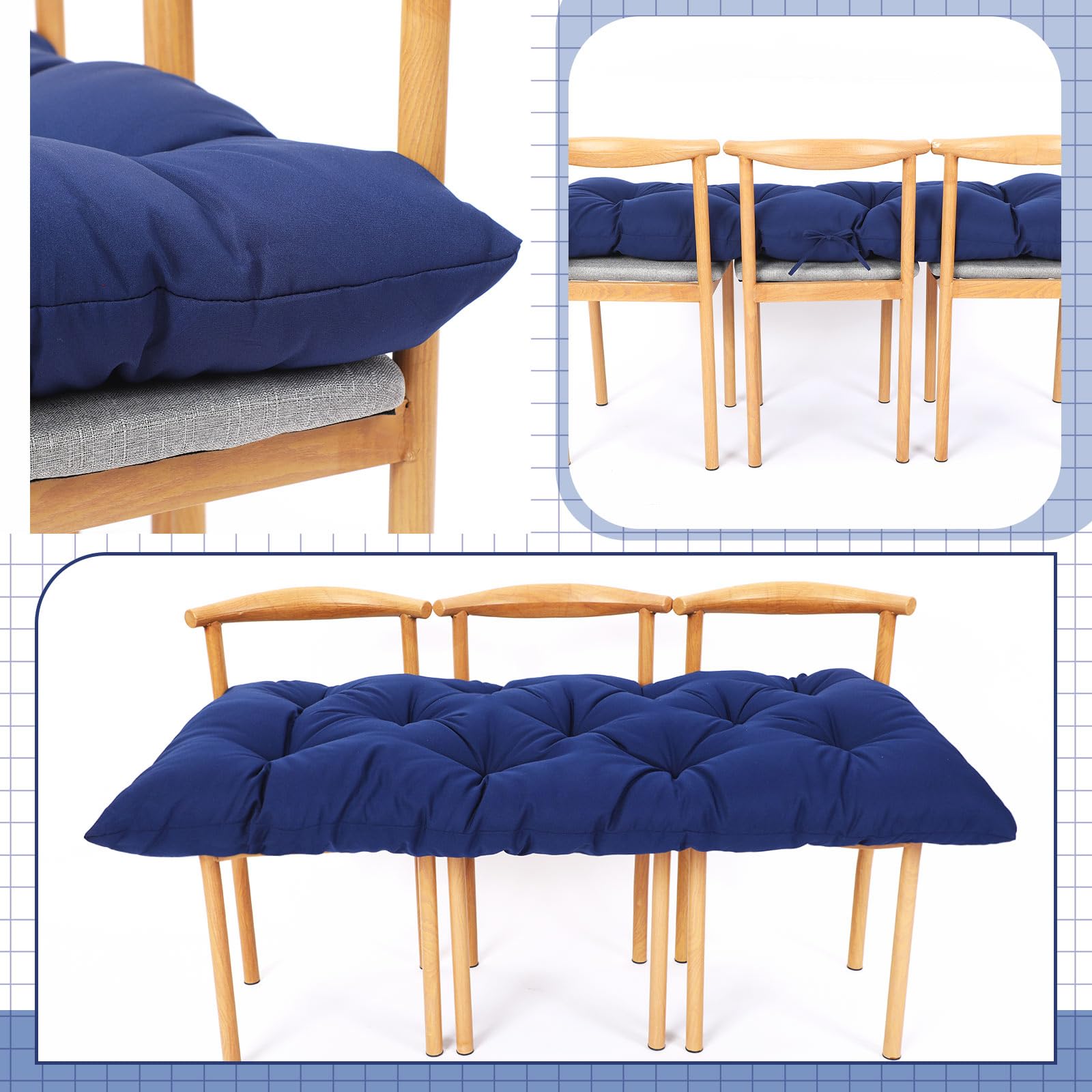 Wenqik adjustable ties securing cushion to a wooden bench to prevent shifting