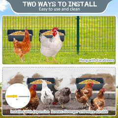 Wenqik feeder beside goat and chicken to show size and multi-animal use benefit