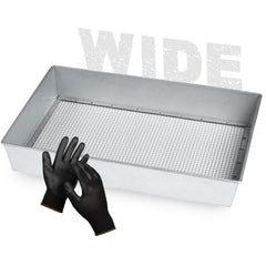 Wenses front view of wide galvanized soil sifter, sturdy and ready