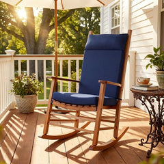 WEOAVRY front view on wooden rocker showing plush comfortable seating