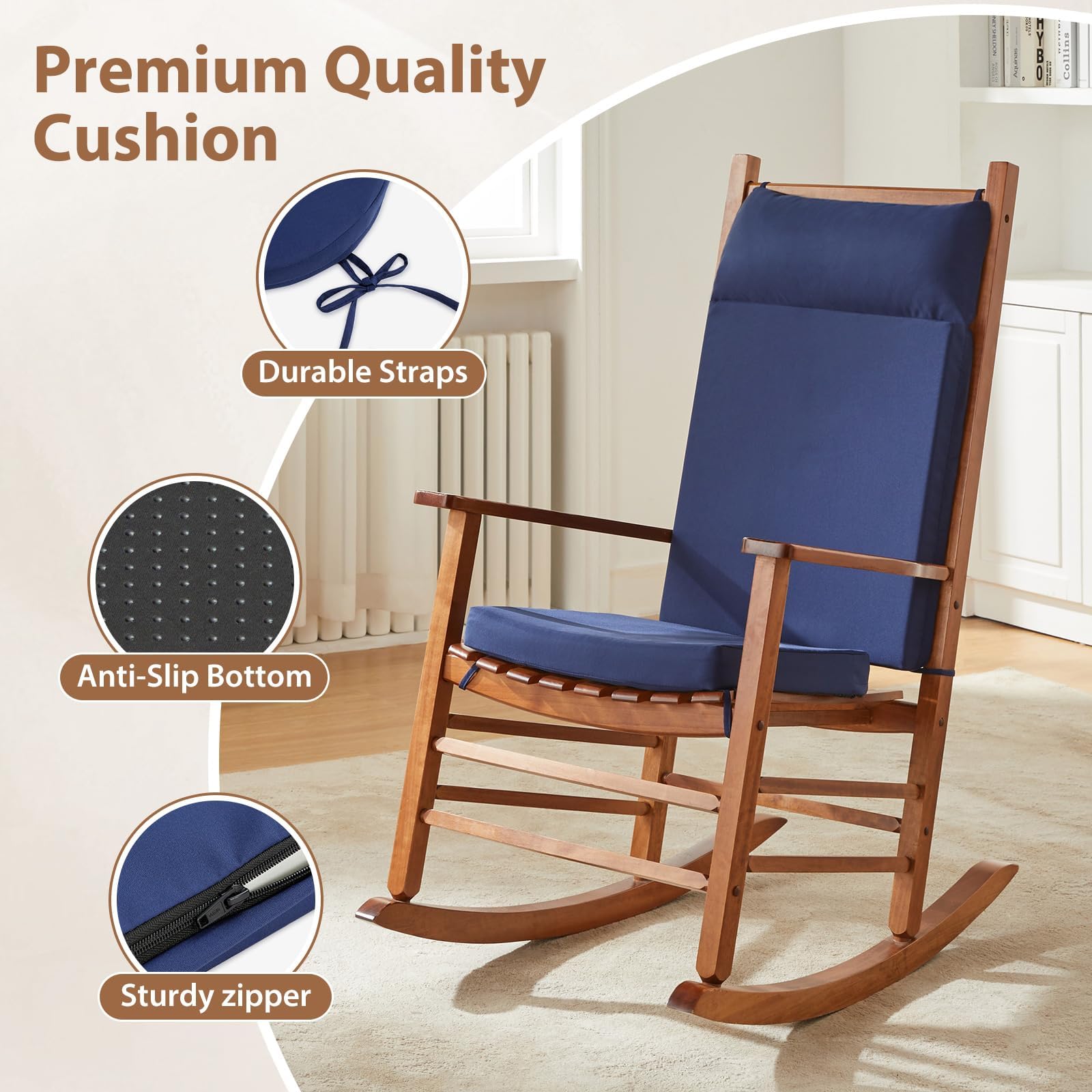 WEOAVRY styled on a porch rocking chair offering weather-ready comfort