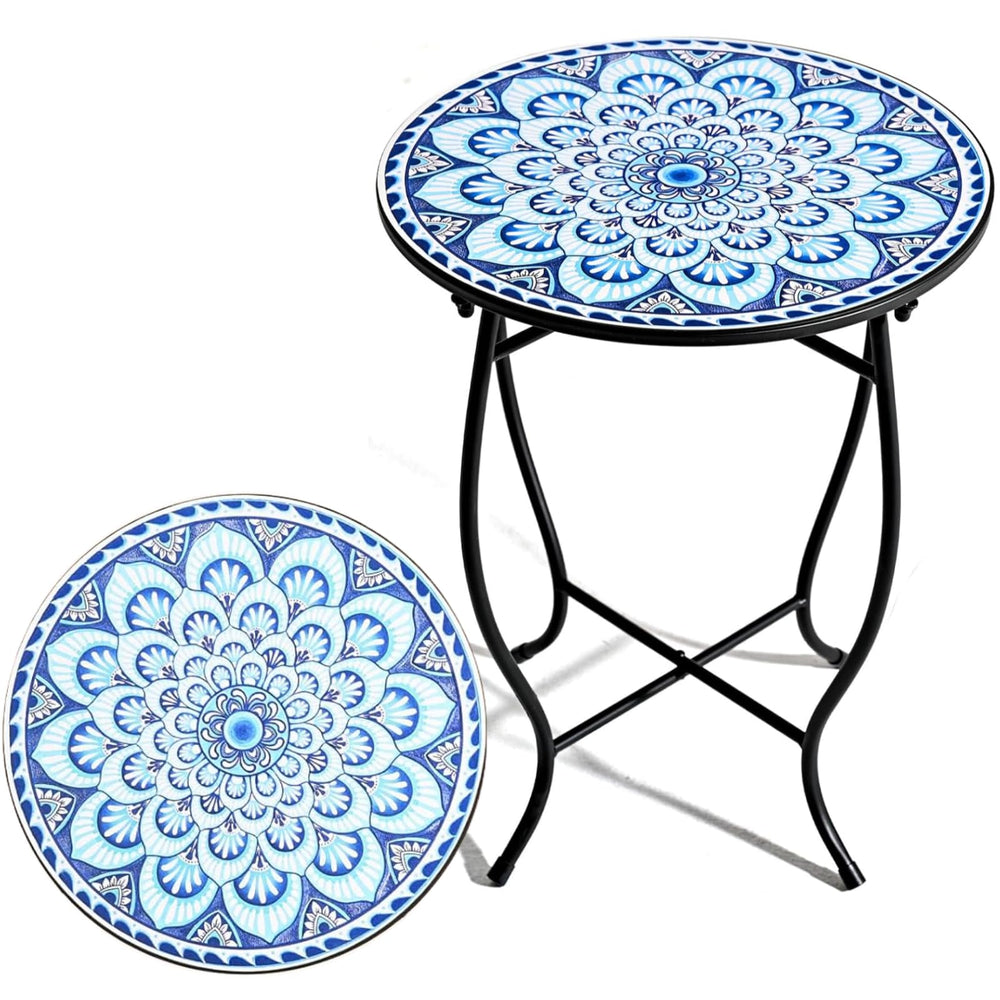 Weogot front view of round side table showing compact design and durable finish
