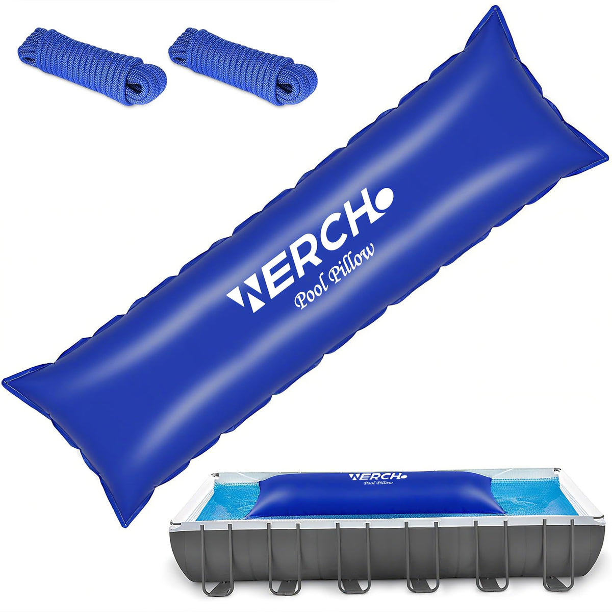 WERCHO pool pillow front view showing shape and size protecting pool