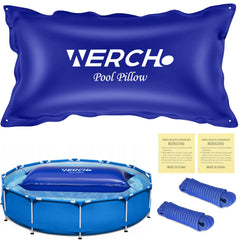 WERCHO front view of inflatable pool pillow showing stable center support and protection