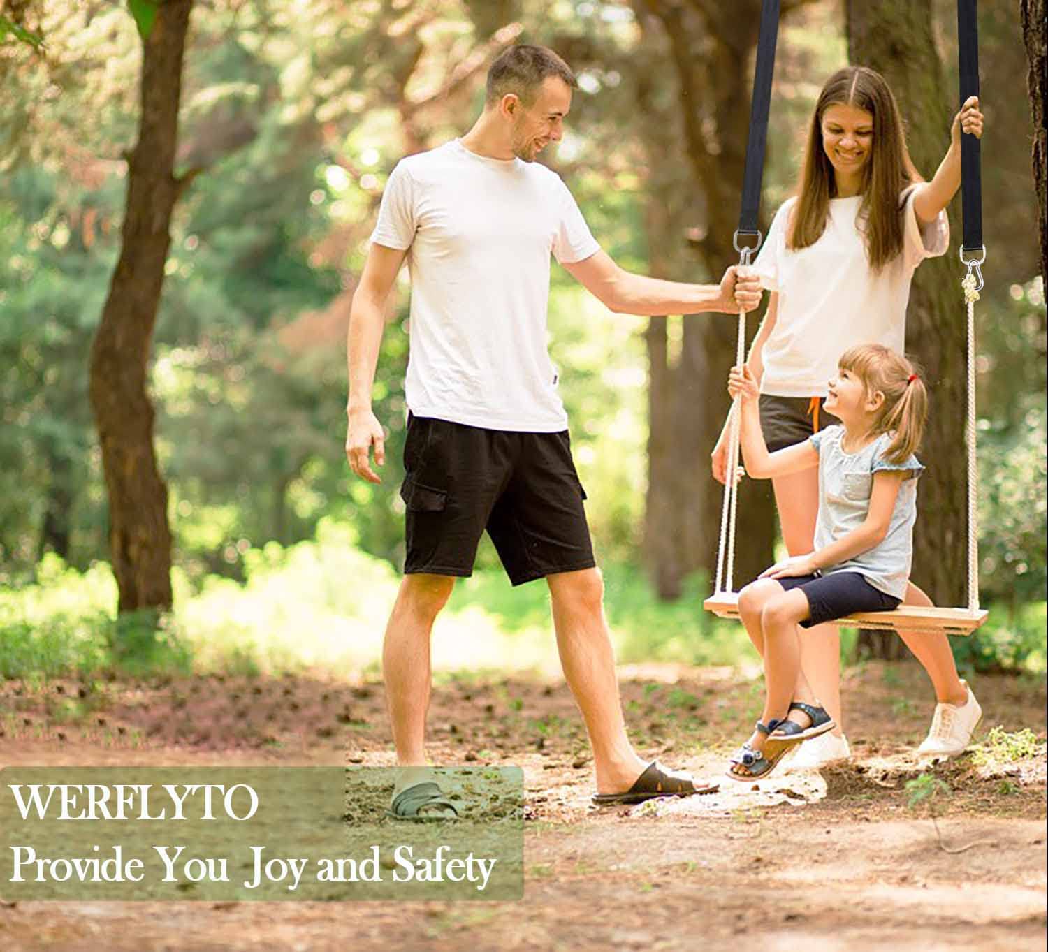 Werflyto straps installed on tree with swing showing safe use benefit