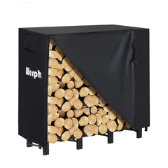 Werph 4ft rack front view showing neat stacked firewood and organized storage benefit