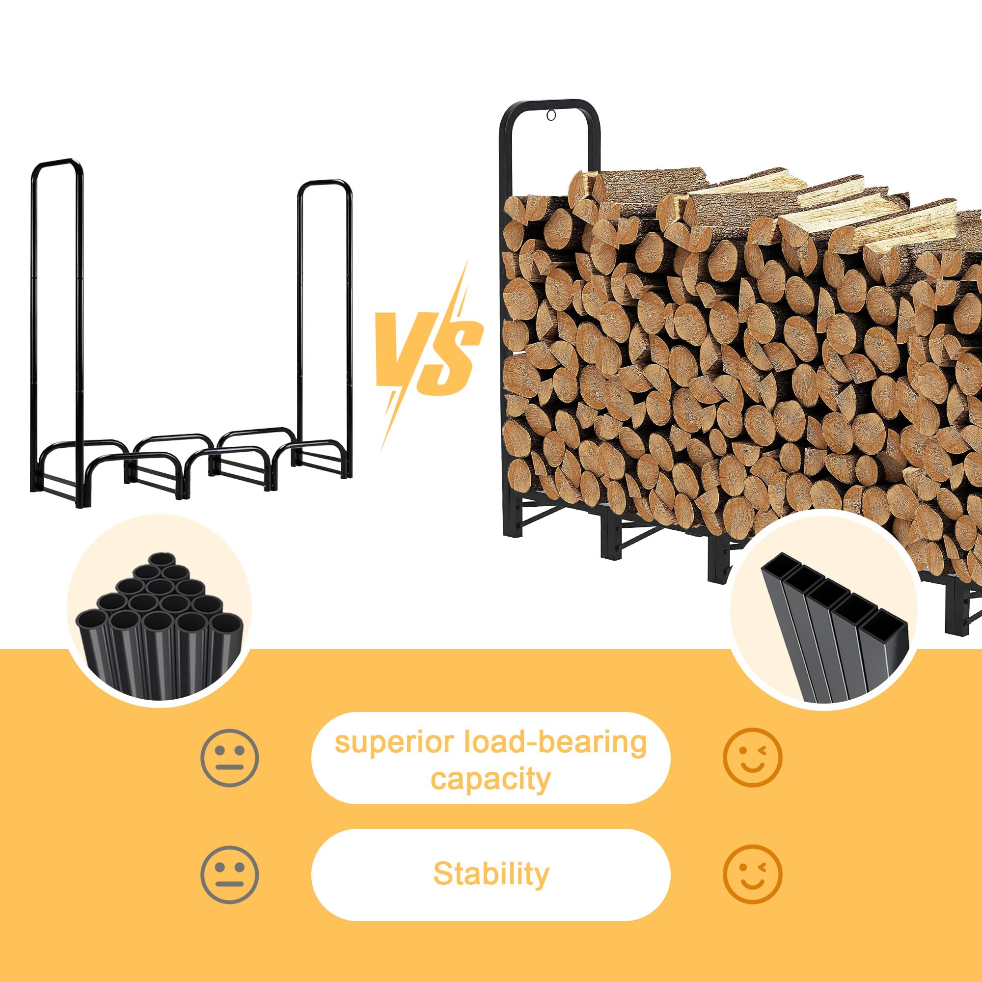 Werph rack next to backyard firepit demonstrating quick access and convenience