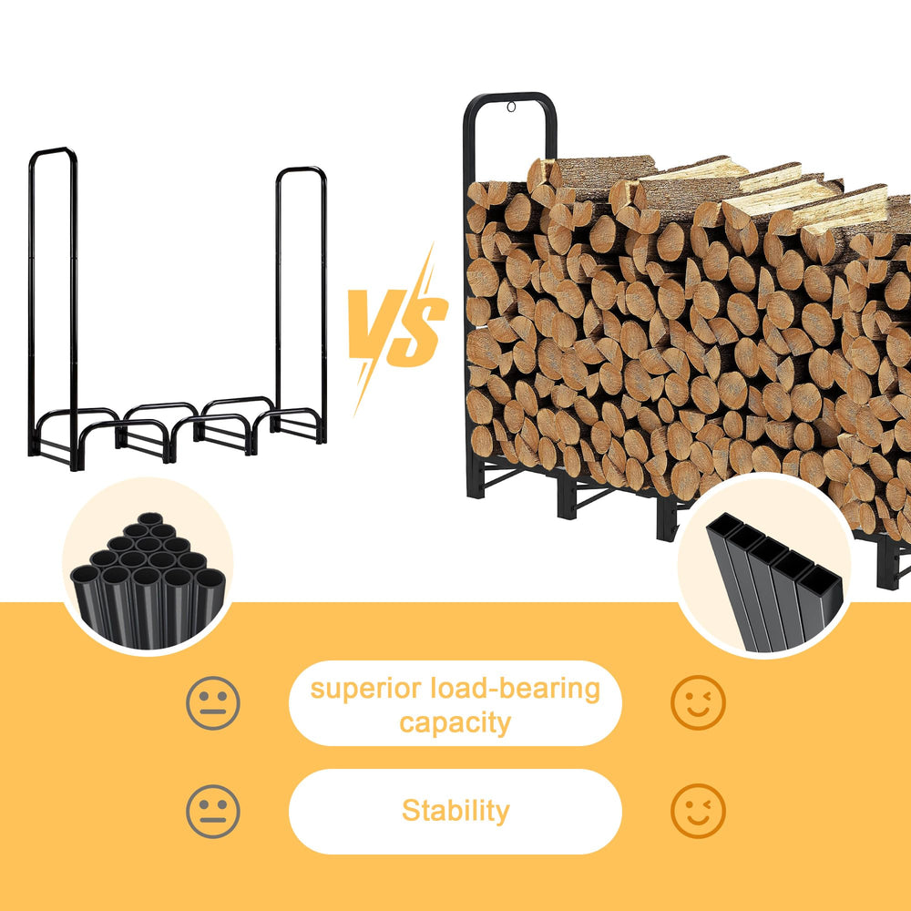 Werph rack next to backyard firepit demonstrating quick access and convenience