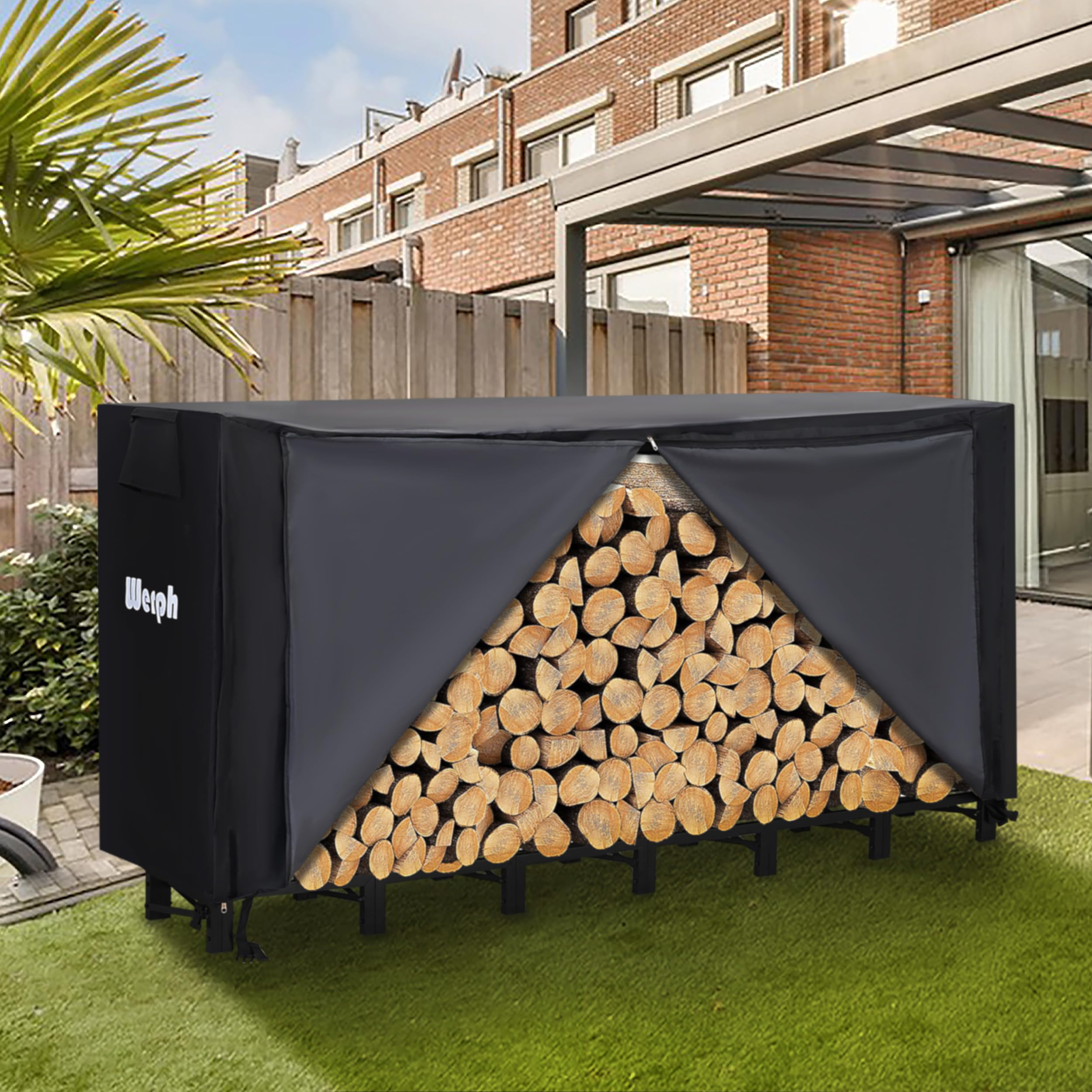 Werph rack with a person for scale showing large 8ft capacity and space savings