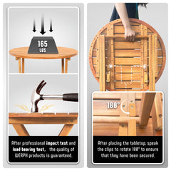 Werph folded chairs and table stacked flat for compact storage and easy portability