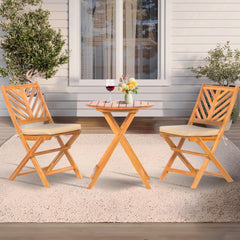 Werph front view of assembled 3-piece acacia bistro set showing elegance and durability
