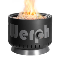 Werph fire pit front view showing compact design and modern look for patios