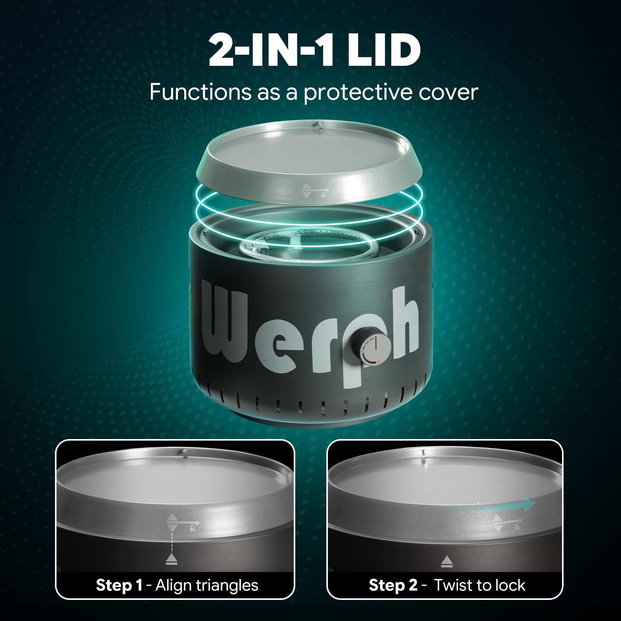 Werph locking lid secured for transport preventing stone spillage and simplifying travel
