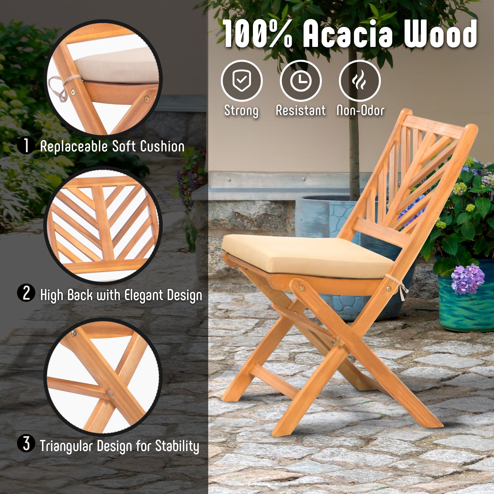 Werph light gray cushion with tie straps providing comfortable, secure seating