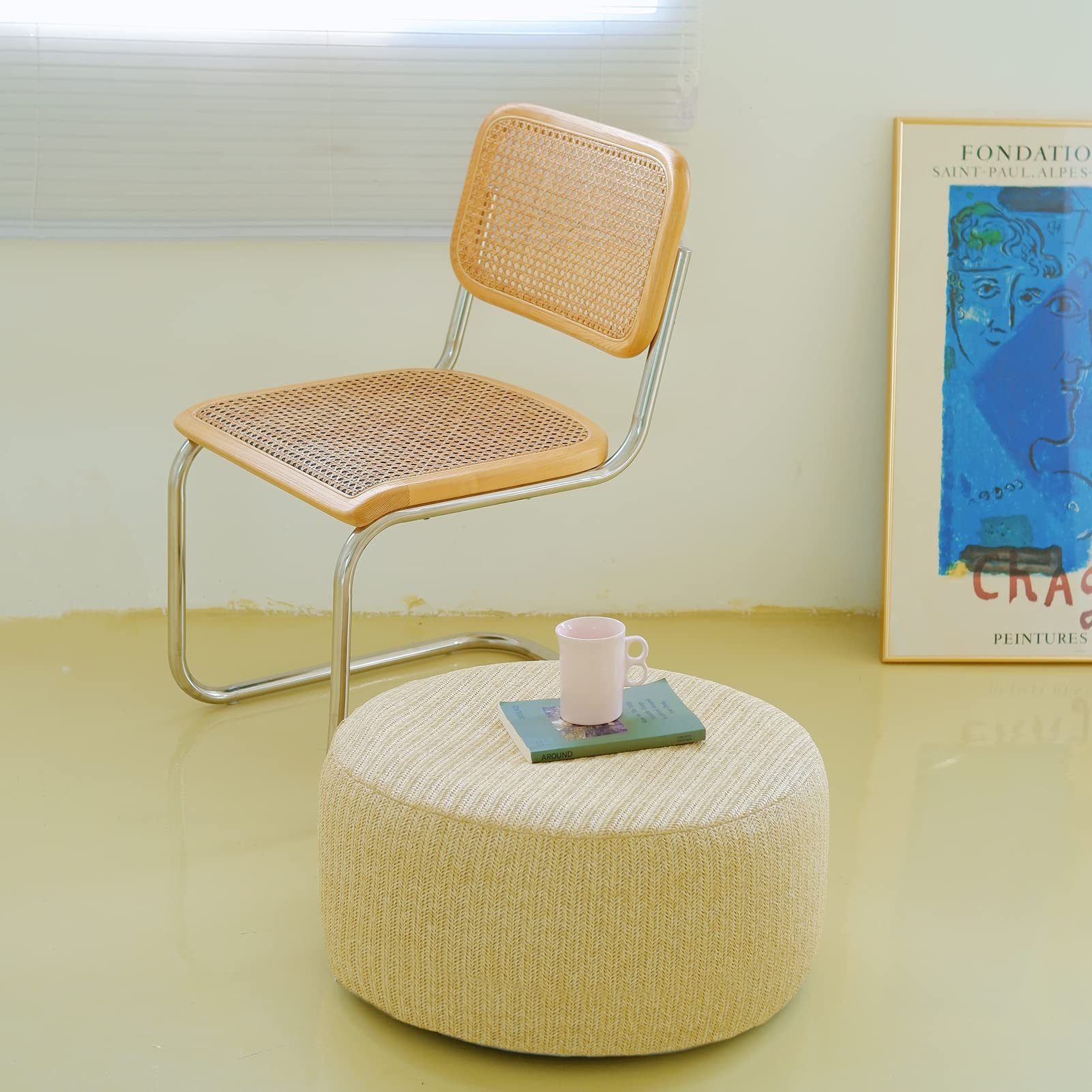 weruisi ottoman next to chair for scale showing size and versatility