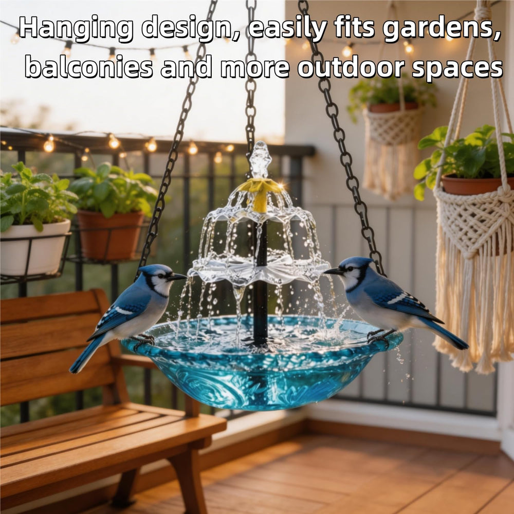 WesGen hummingbird using the hanging bath demonstrating wildlife attraction benefit