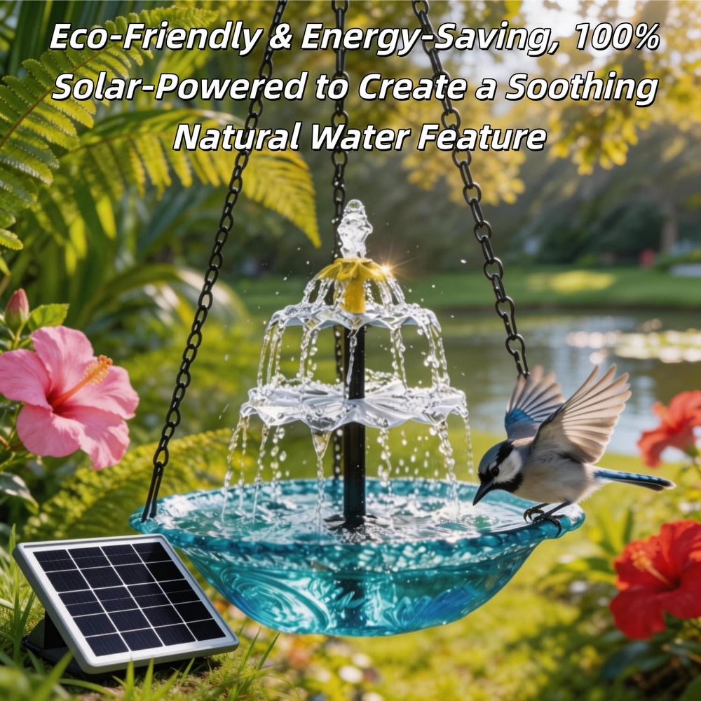 WesGen solar panel detail on fountain illustrating efficient power generation benefit