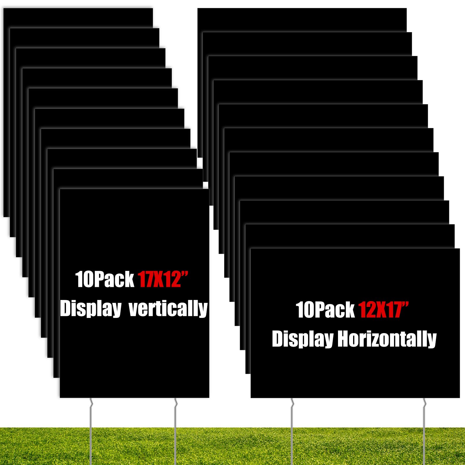 wesiti front view packaged signs showing all panels and stakes, easy setup benefit