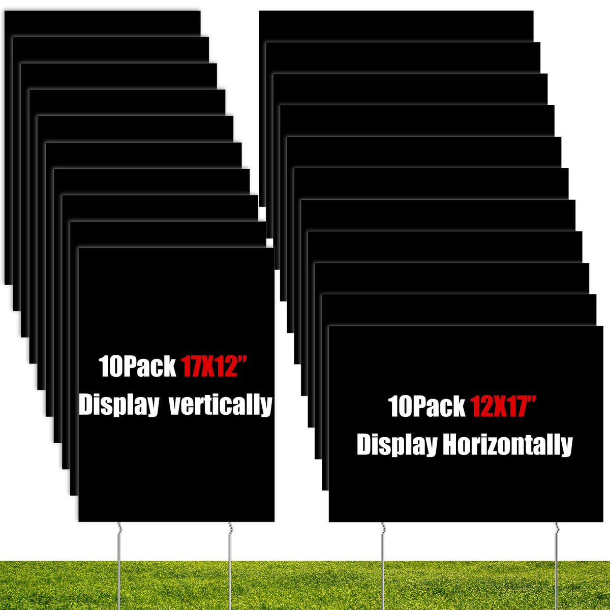 wesiti front view packaged signs showing all panels and stakes, easy setup benefit
