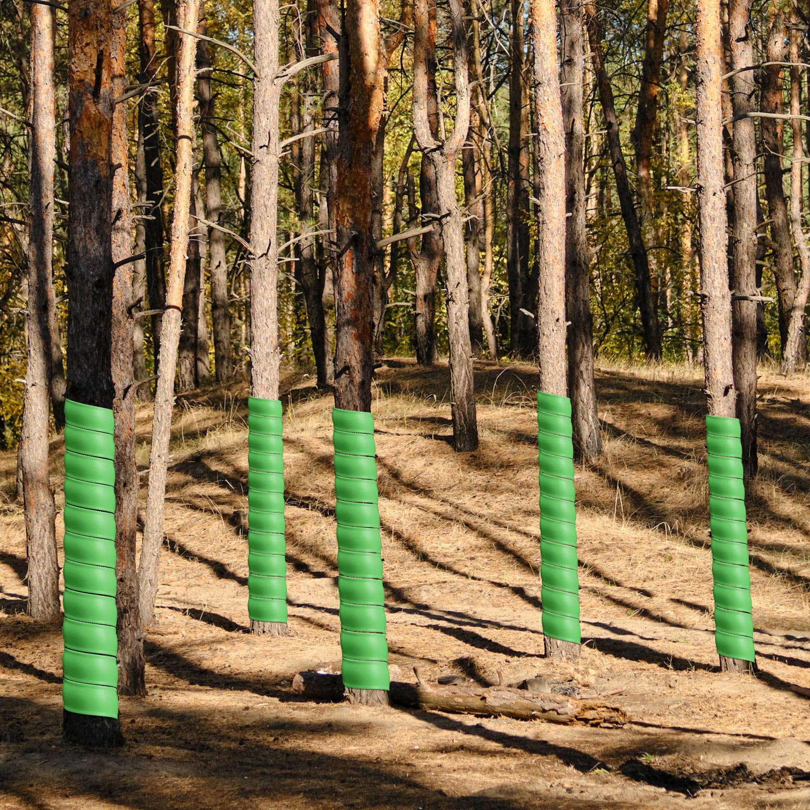 Wesiti guards installed in backyard orchard showing practical landscape protection benefit