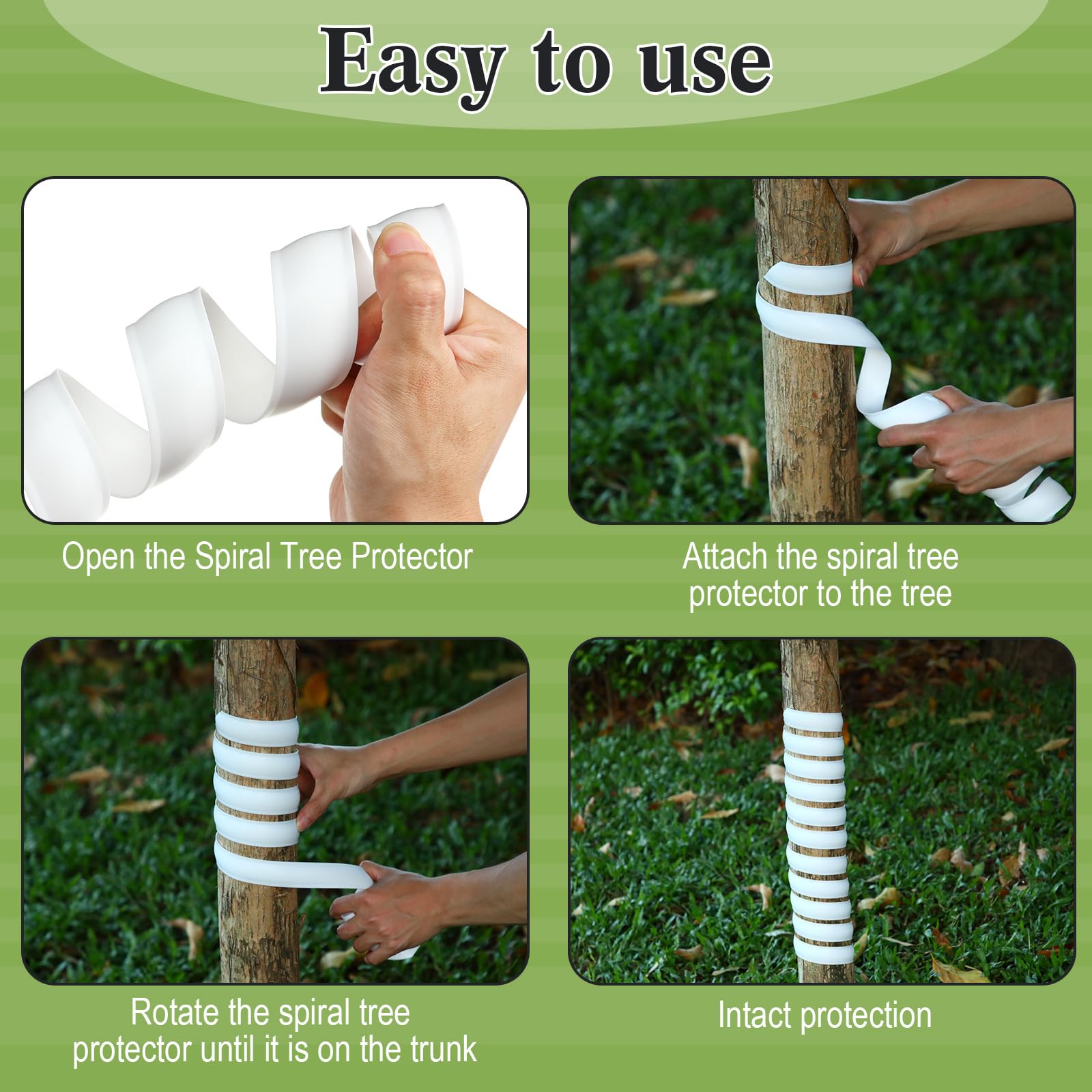 Wesiti two spiral guards connected to extend coverage for taller tree trunks