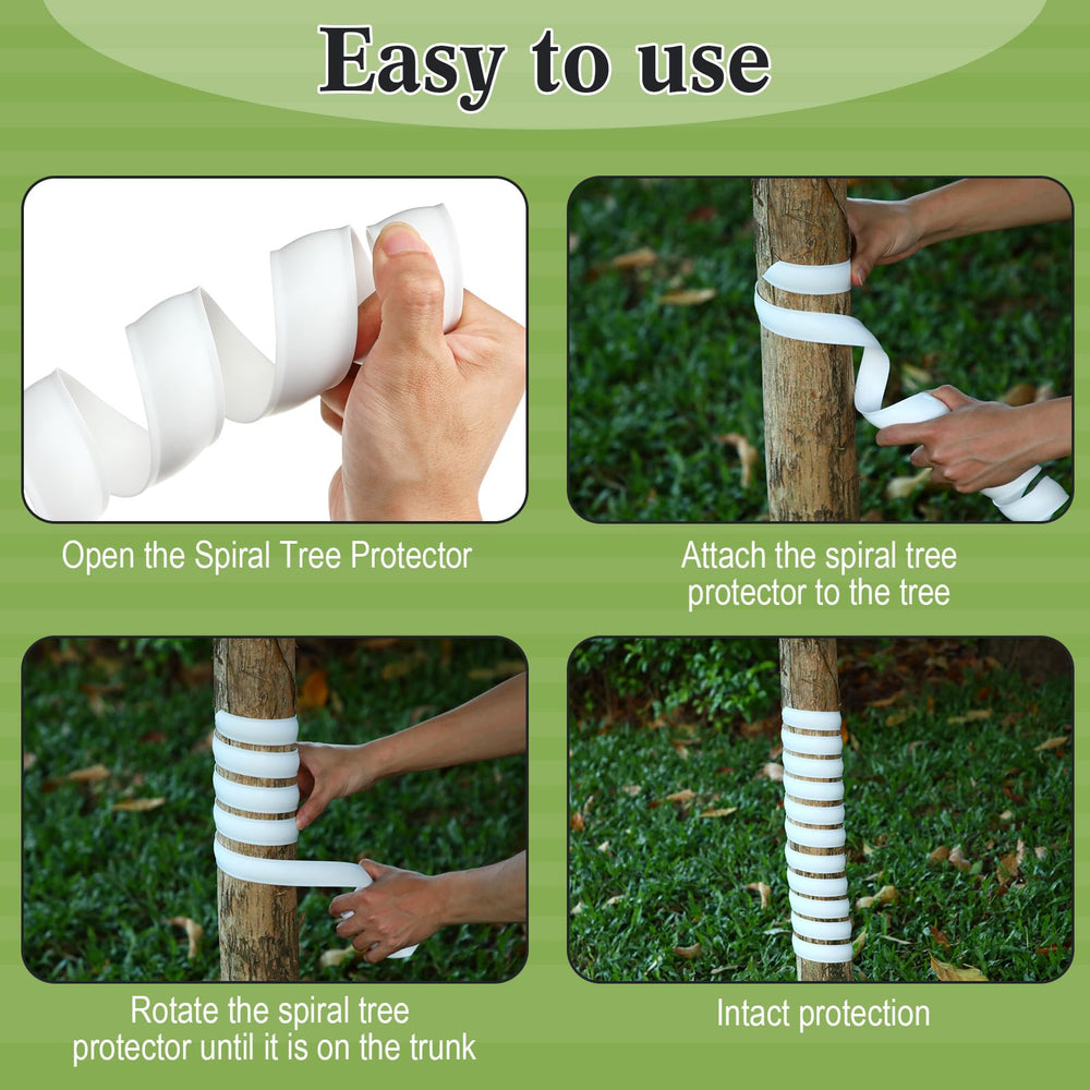 Wesiti two spiral guards connected to extend coverage for taller tree trunks