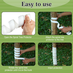 Wesiti two spiral guards connected to extend coverage for taller tree trunks