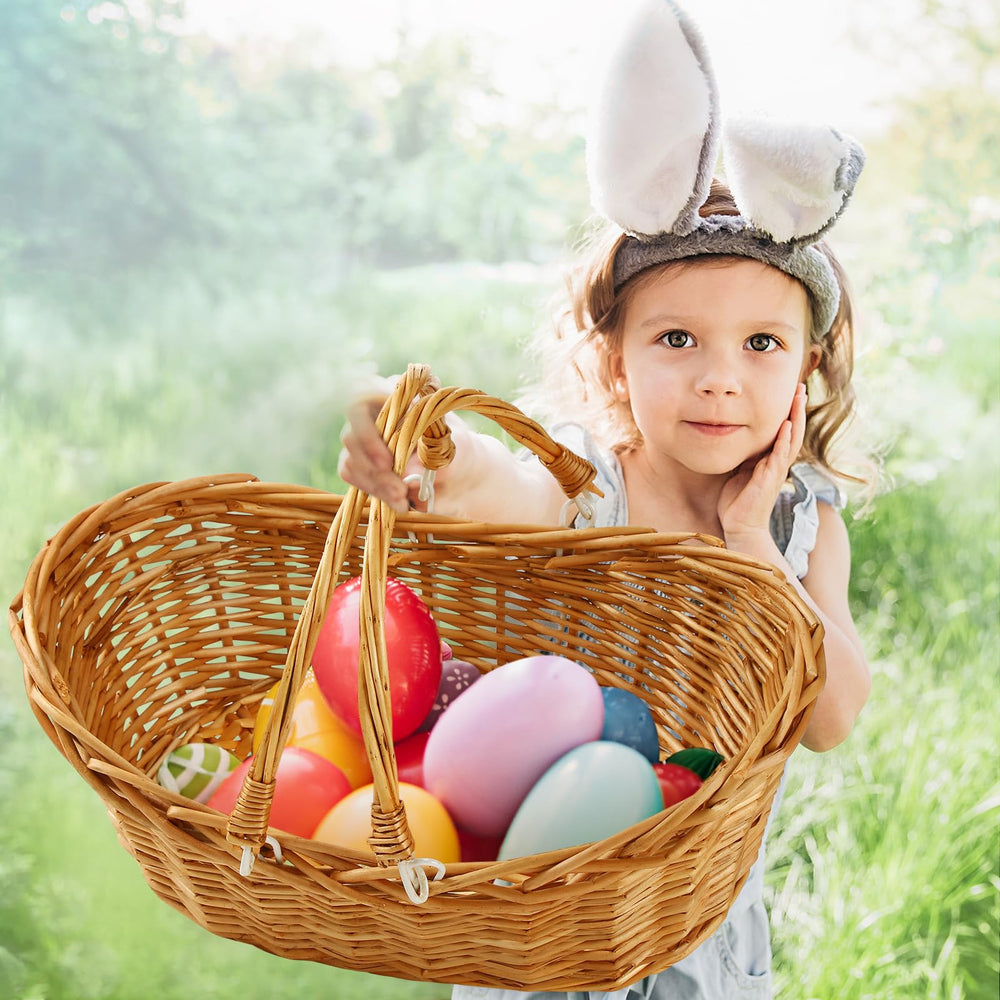 Wesiti basket decorated with eggs and ribbon for Easter display and event styling