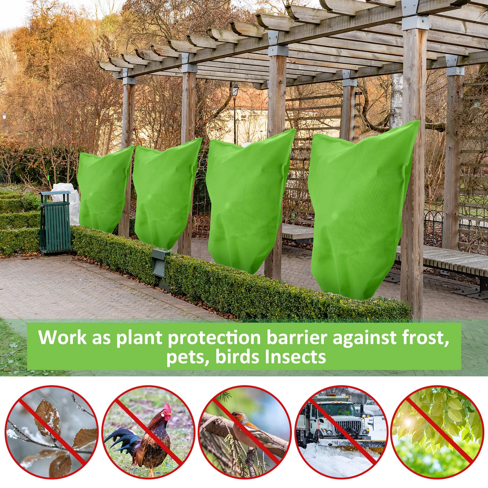 Wesnoy cover on small tree in garden showing frost protection benefit