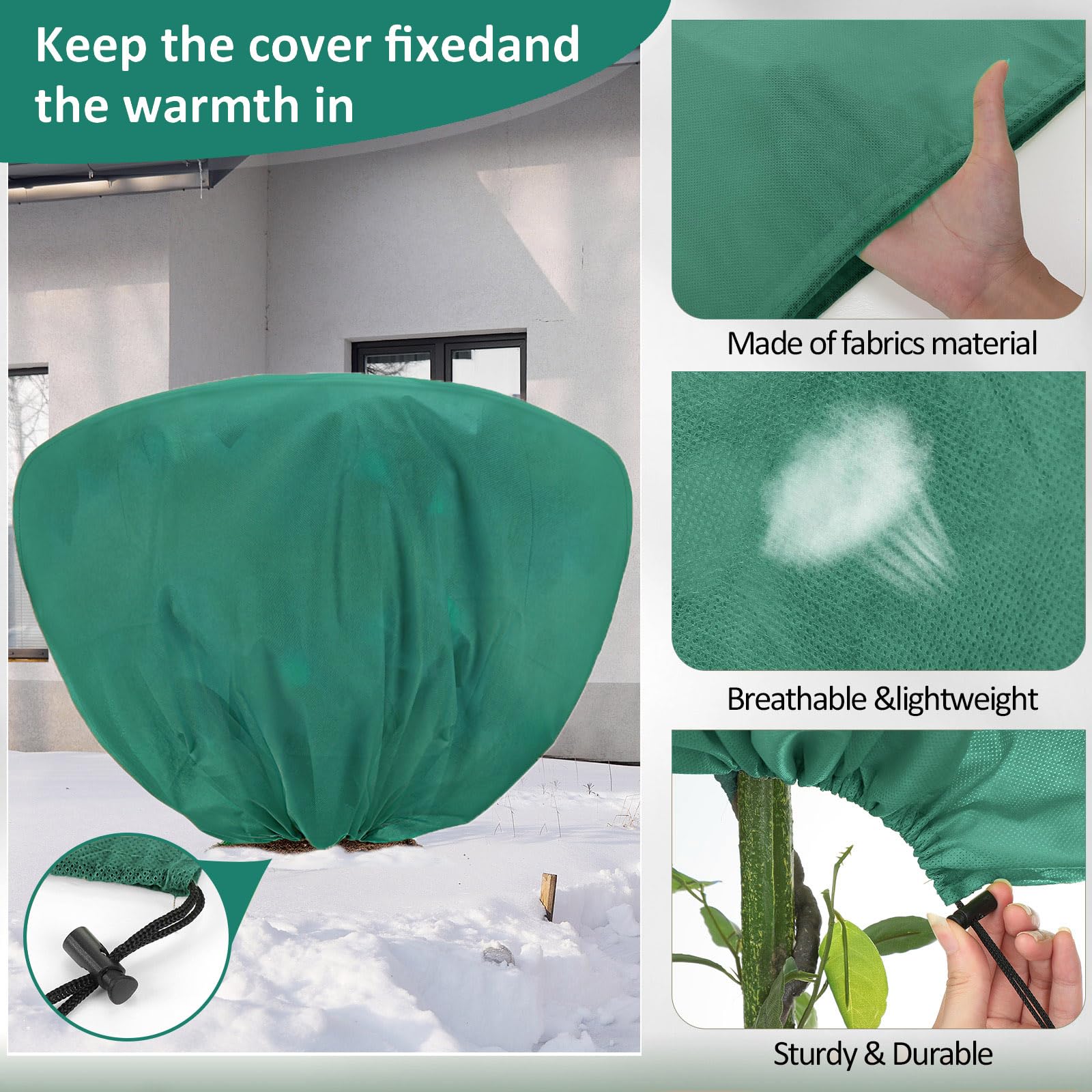 wesnoy drawstring detail showing easy cinch closure for secure frost protection