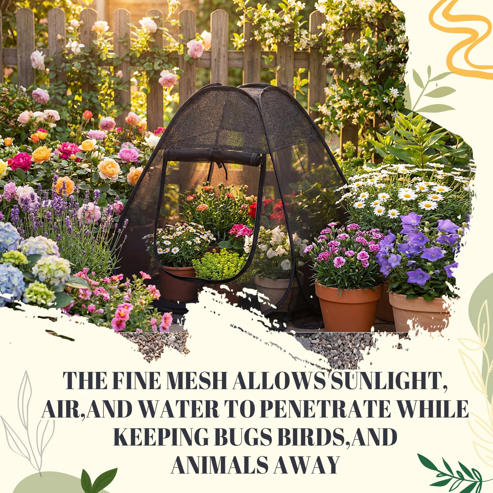 Wesnoy tents on patio and raised bed showing multi-plant coverage