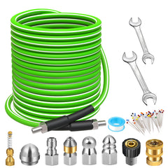 West Bay front packaging of sewer jetter kit showing complete contents and quick setup benefit