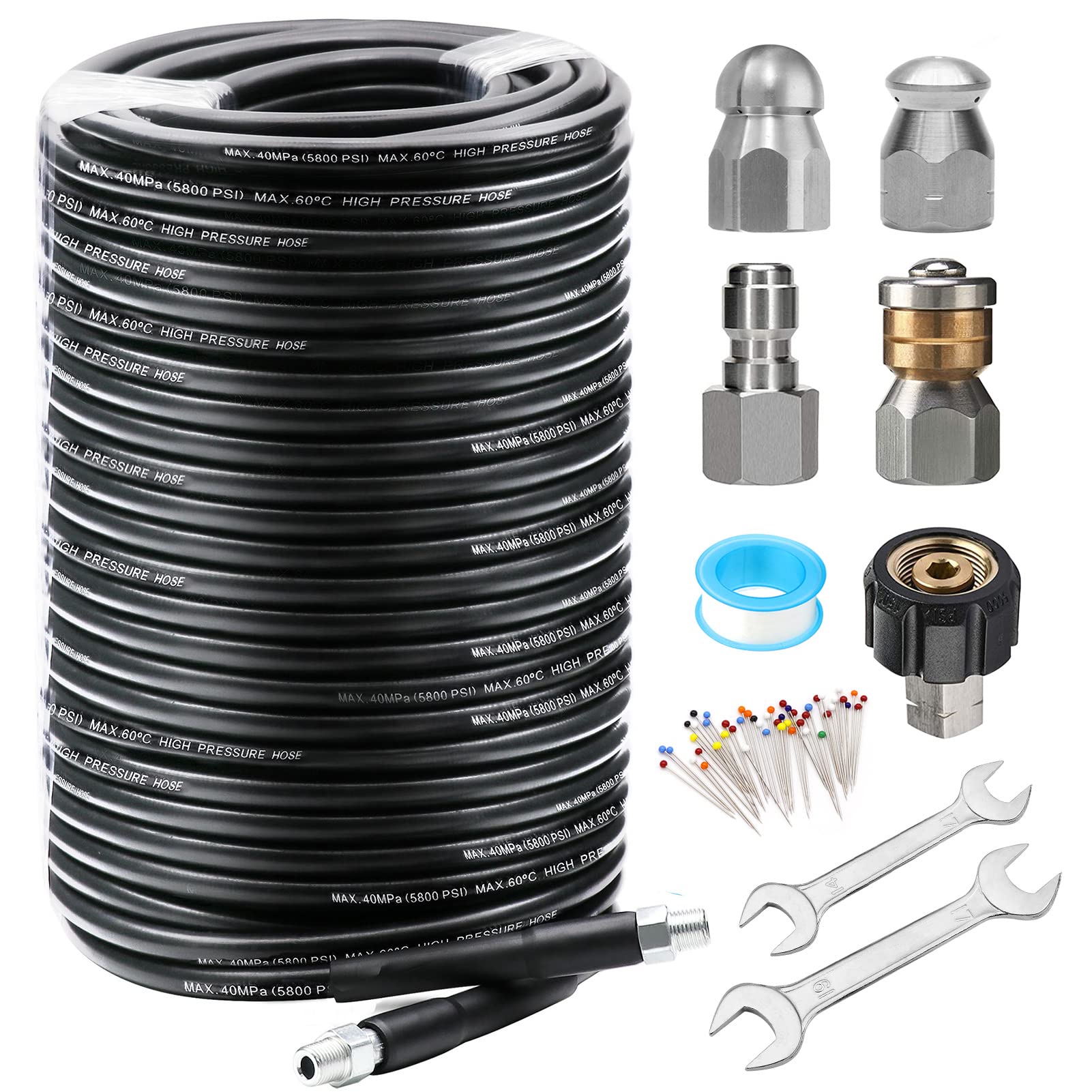 West Bay front packaging showing full 200ft kit and contents for reliable drain cleaning
