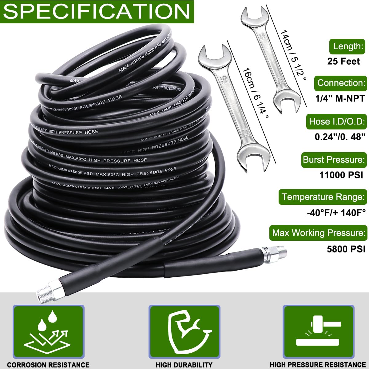 WEST BAY hose close-up showing textured TPU cover and reinforcement for durability