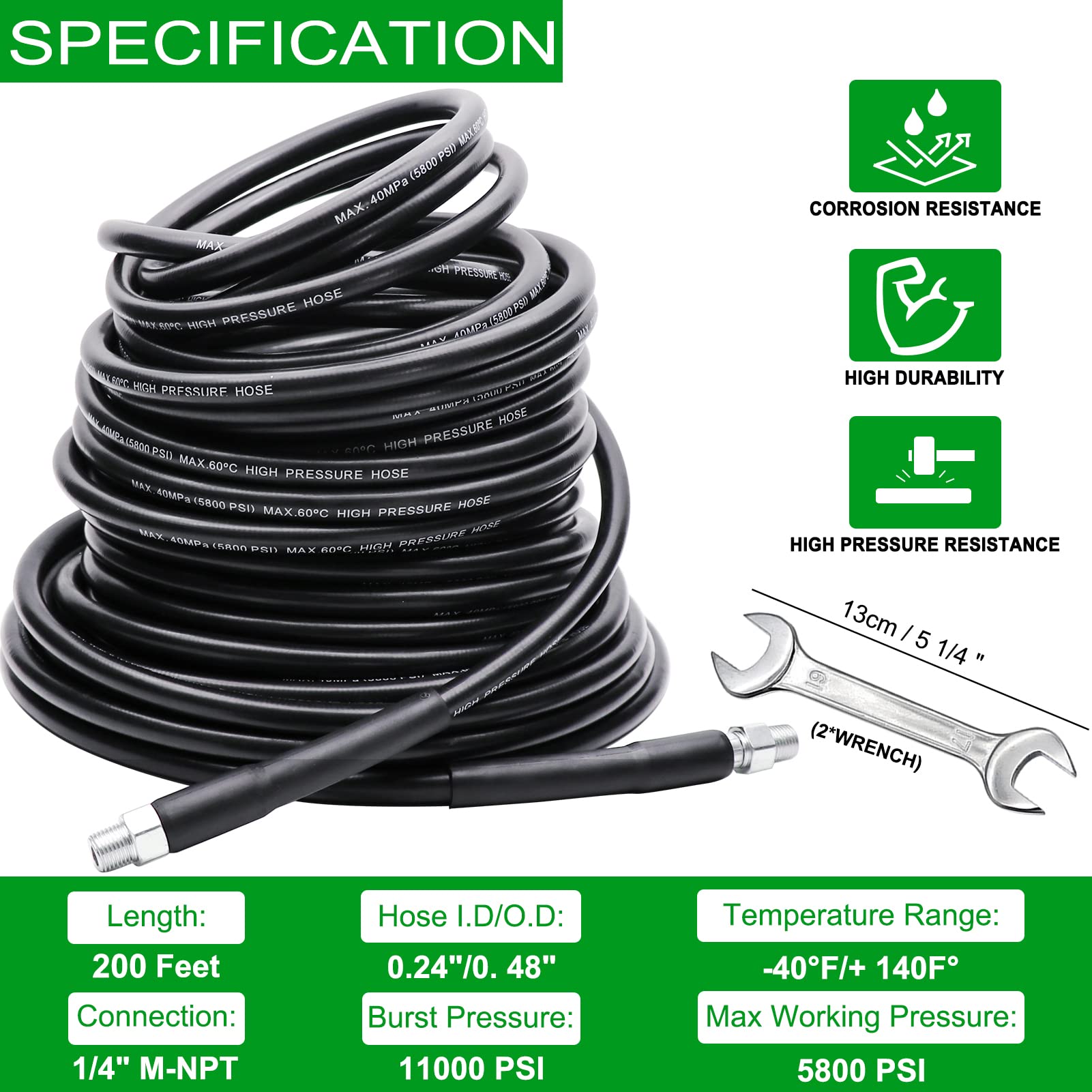 West Bay hose close-up showing TPU cover and braid reinforcement for long-lasting durability