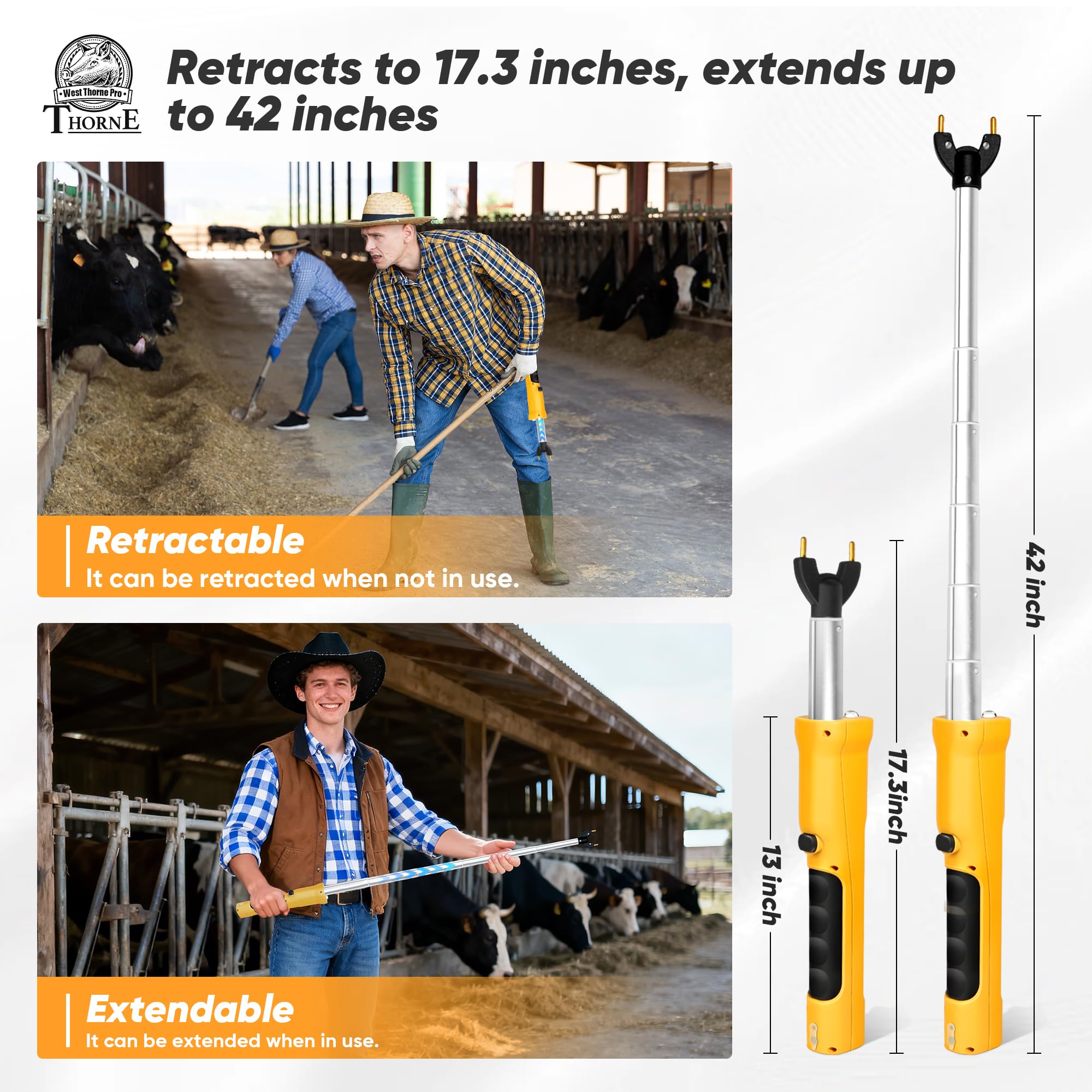 West Thorne Pro LED illuminated in dark barn improving night visibility