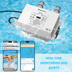 WESTAHO app remote control interface showing salt and temperature readings
