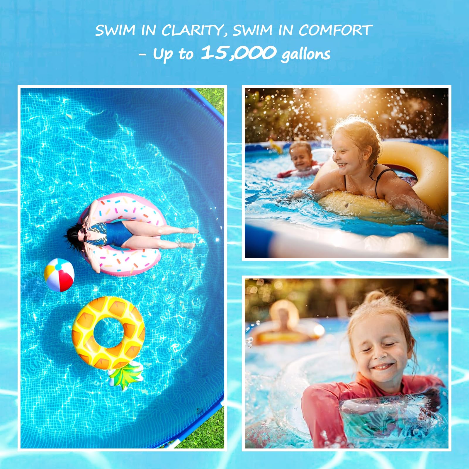 WESTAHO in backyard pool with family swimming to enjoy clearer water easily