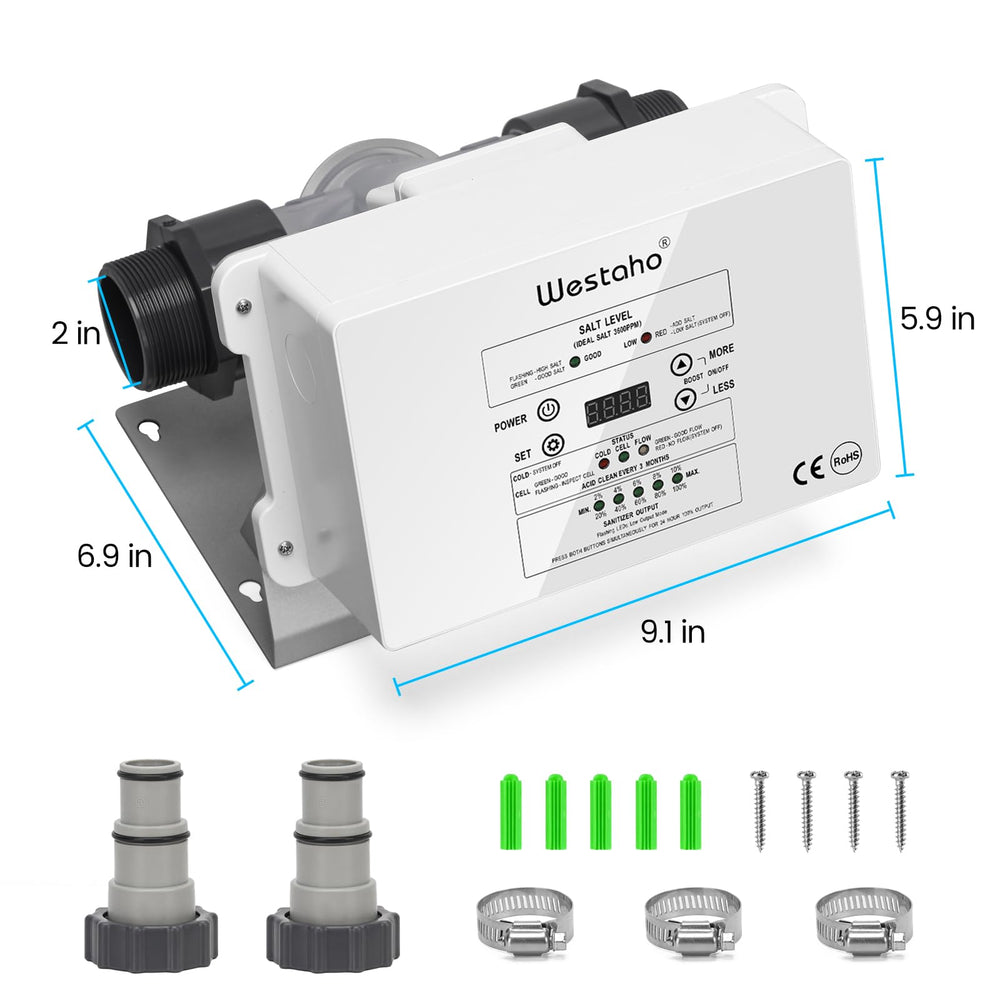 WESTAHO next to tape measure for size comparison and simple installation guidance