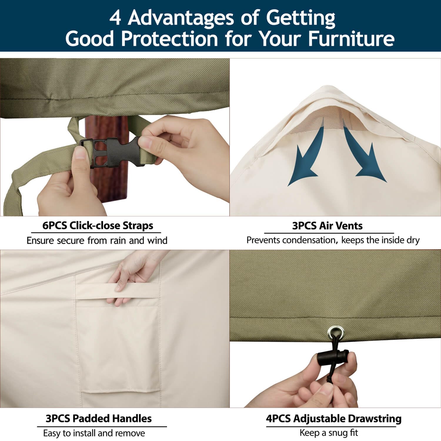 Westblue fastening strap and clip securing cover during high winds