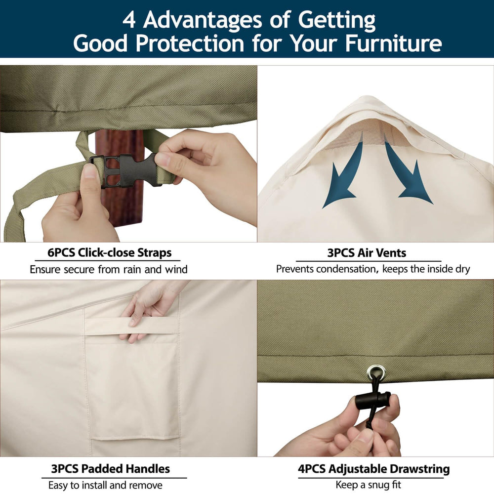 Westblue fastening strap and clip securing cover during high winds